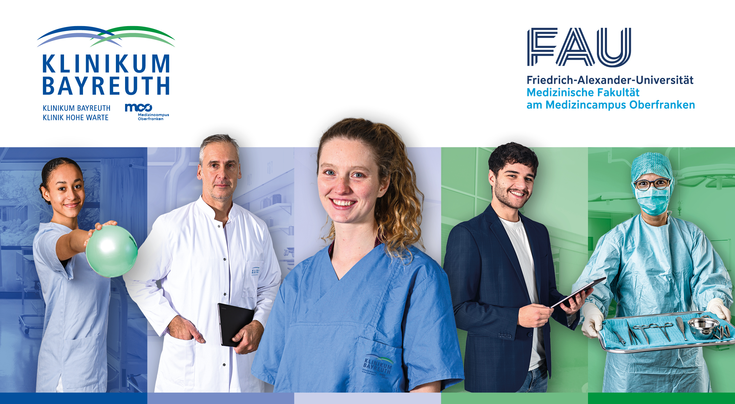 Headerbild: Bildmontage auf der fünf Mitarbeiter aus den unterschiedlichen Fachbereichen dargestellt werden.